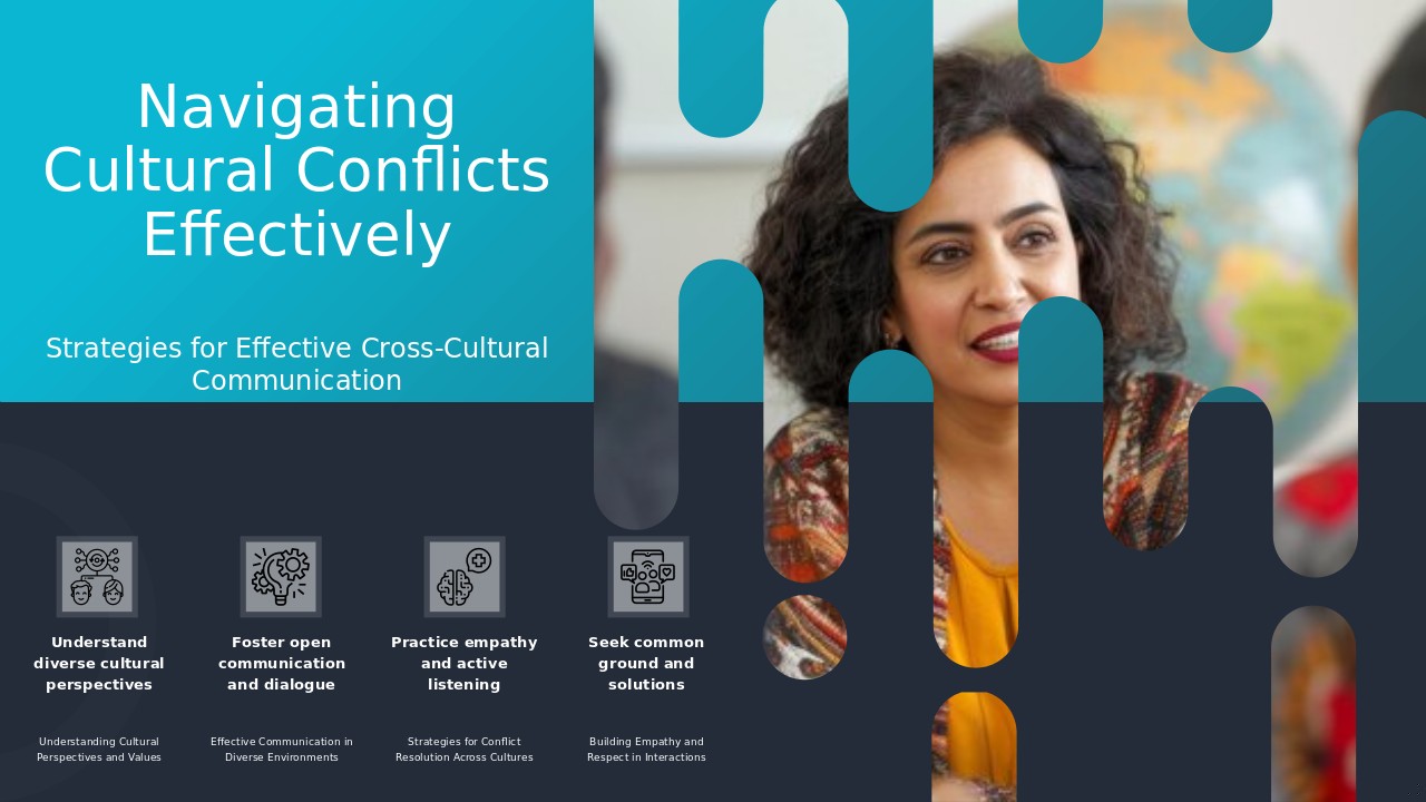 PowerPoint template for navigating cultural conflicts, perfect for professional presentations on workforce diversity and management training.
