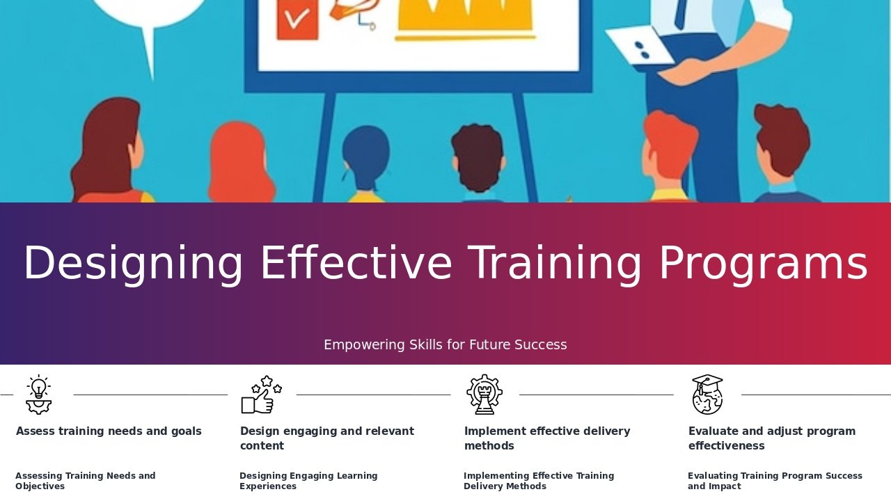 PowerPoint template for Developing Training Programs featuring effective ppt slides for employee training strategy and talent gap analysis.