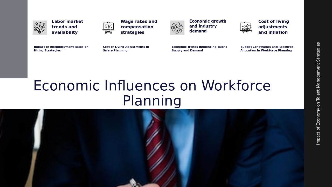 PowerPoint template for a professional presentation on economic factors in workforce planning and employment trends analysis template