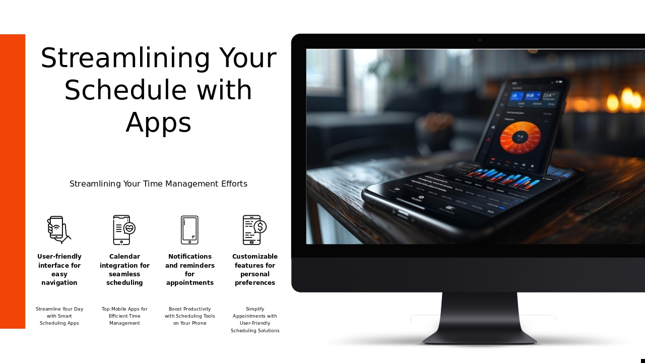 PowerPoint template for Mobile Apps for Scheduling featuring professional presentation design and employee scheduling templates for workforce management.