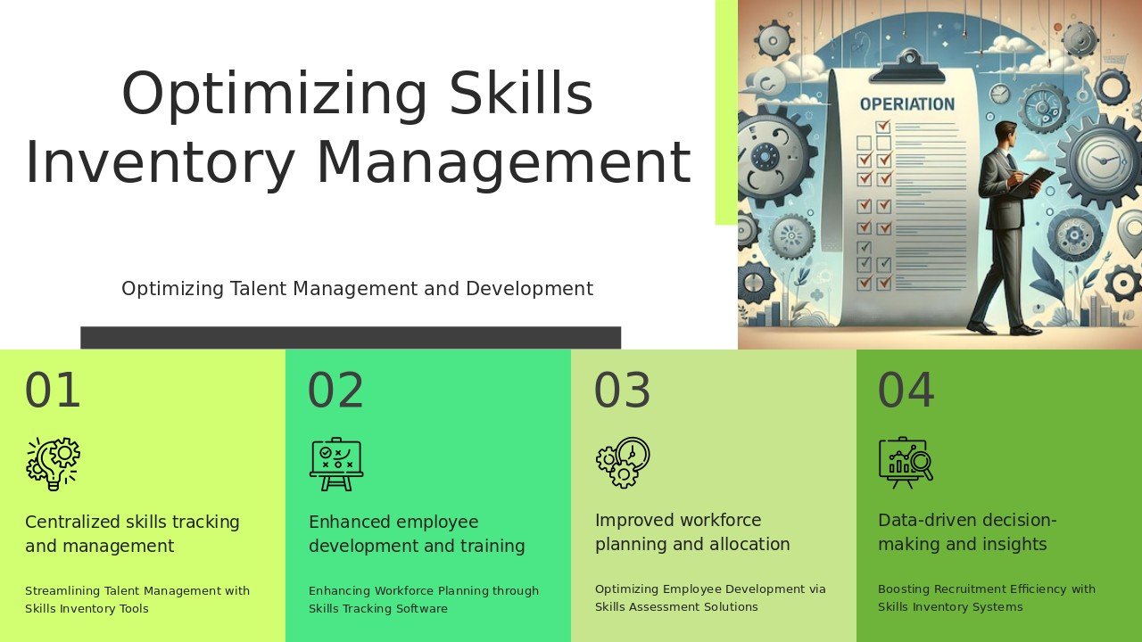 Skills Inventory Software Solutions PowerPoint template for ppt 3 Professional PowerPoint template for skills inventory software solutions, ideal for workforce planning and skills assessment presentations.