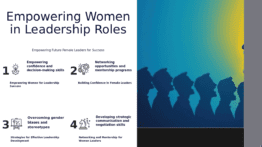 Professional PowerPoint template for women in leadership training featuring engaging slides on gender diversity and management skills.