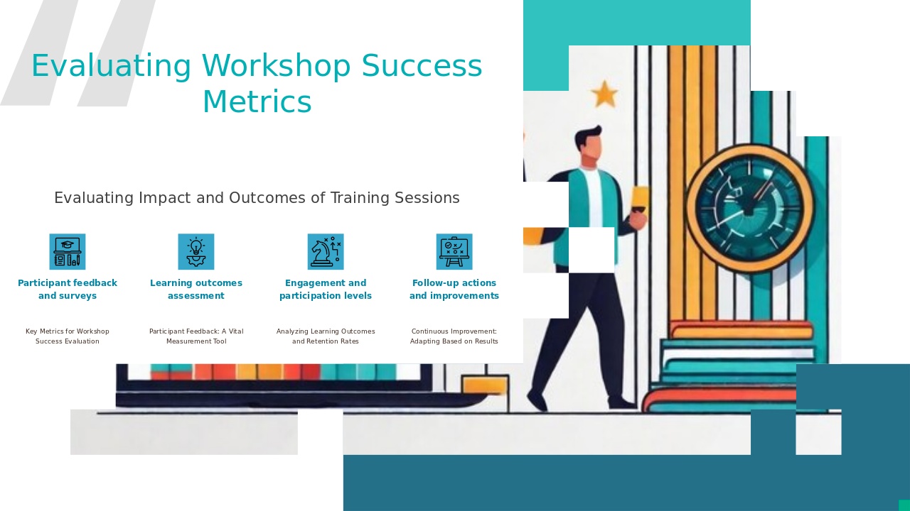 PowerPoint template for measuring workshop effectiveness with evaluation tools for training sessions and creative problem solving template