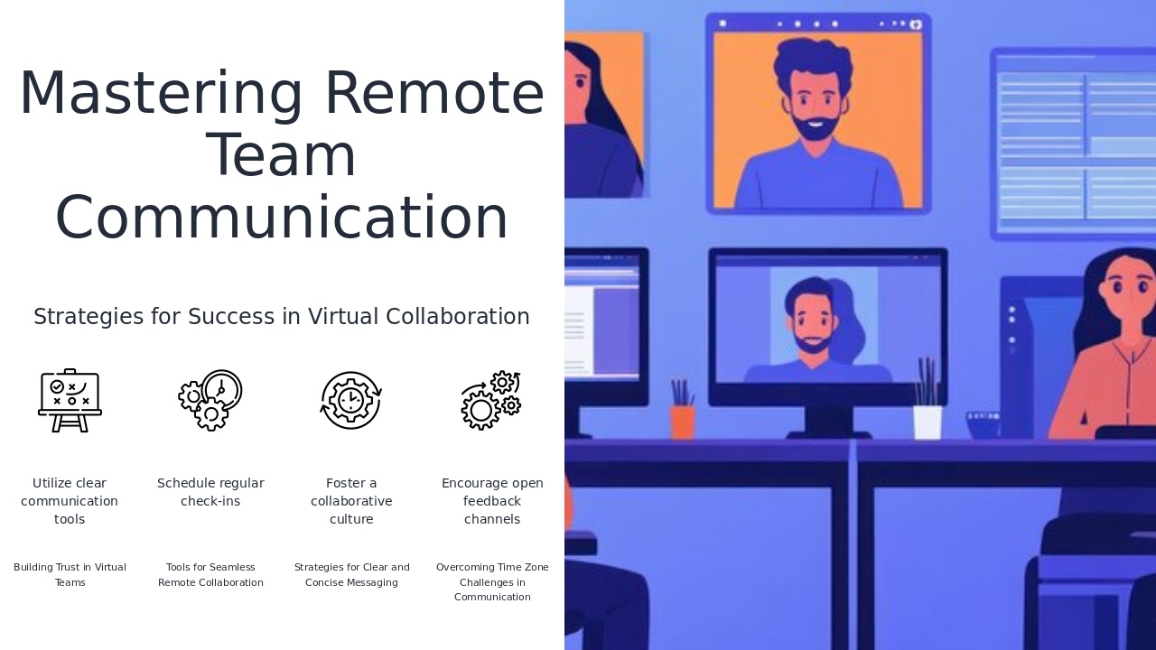 Professional PowerPoint template for effective remote team communication that enhances workplace productivity and collaboration.