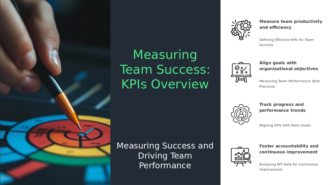 PowerPoint template for Key Performance Indicators in Teams, ideal for professional presentations and team performance evaluation slides