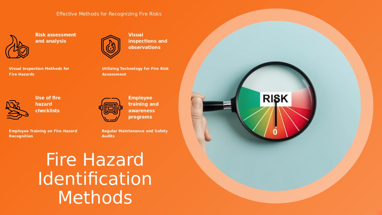 Professional PowerPoint template for Fire Hazard Identification Techniques to improve workplace fire safety training and emergency preparedness.